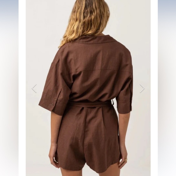 Rhythm Brown Short Sleeve Vacay Romper NWT - Picture 2 of 13